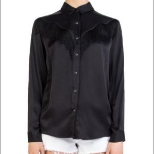 Kooples Satin Fringe Shirt